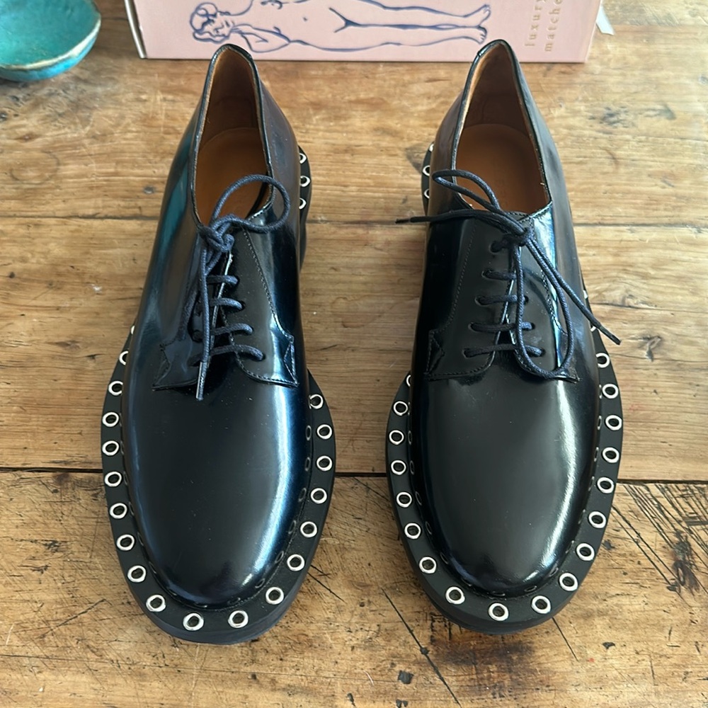 Robert Clergerie Black leather Oxford Ladies size 37 US 7